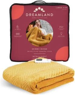 Dreamland Deluxe Velvet Mustard Heated Throw - Large -Bedding Promotion Store 4844994 R Z008A