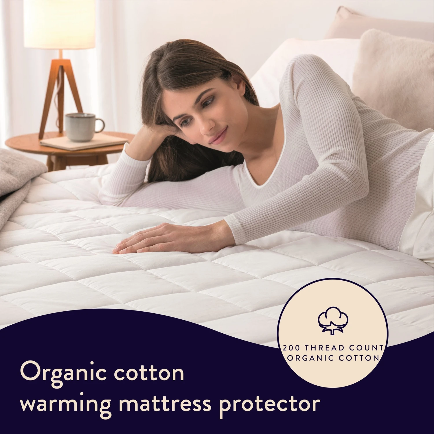 Dreamland Organic Cotton Warming Mattress Protector-Double 3 Dreamland Organic Cotton Warming Mattress Protector-Double - Image 2