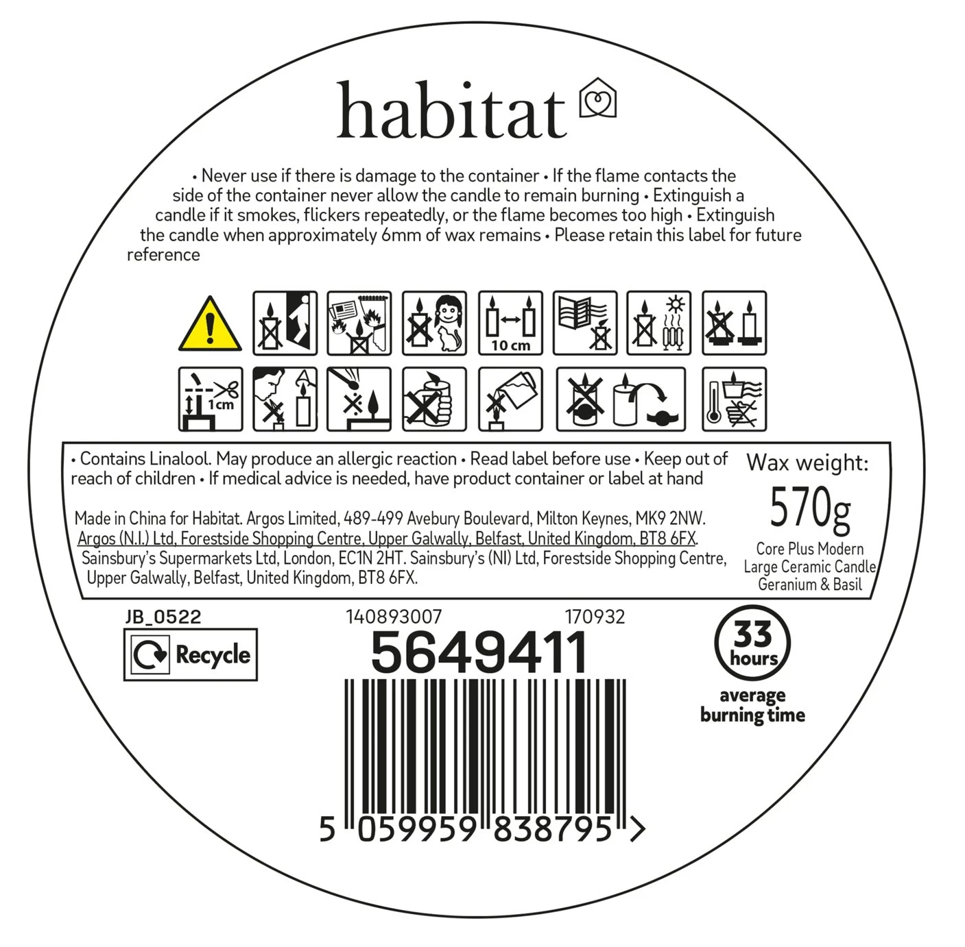 Habitat Multi Wick Large Ceramic Candle - Geranium & Basil 4 Habitat Multi Wick Large Ceramic Candle - Geranium & Basil - Image 2