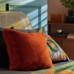 Bedding Promotion Store 7 Habitat Plain Faux Fur Cushion - Burnt Orange - 43X43cm