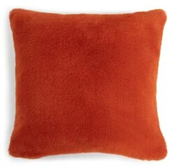 Habitat Plain Faux Fur Cushion - Burnt Orange - 43X43cm -Bedding Promotion Store 7048663 R Z002A