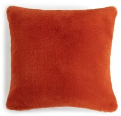 Habitat Plain Faux Fur Cushion - Burnt Orange - 43X43cm -Bedding Promotion Store 7048663 R Z003A
