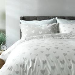 Habitat Hearts Grey & White Bedding Set - Single -Bedding Promotion Store 8291251 R Z006A