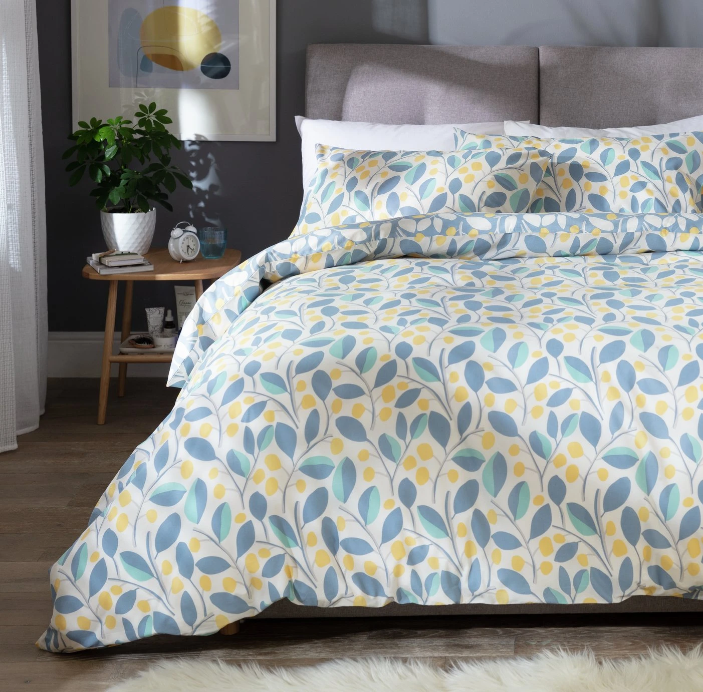 Habitat Scandi Floral Sky Blue & Yellow Bedding Set - Single 9 Habitat Scandi Floral Sky Blue & Yellow Bedding Set - Single - Image 7