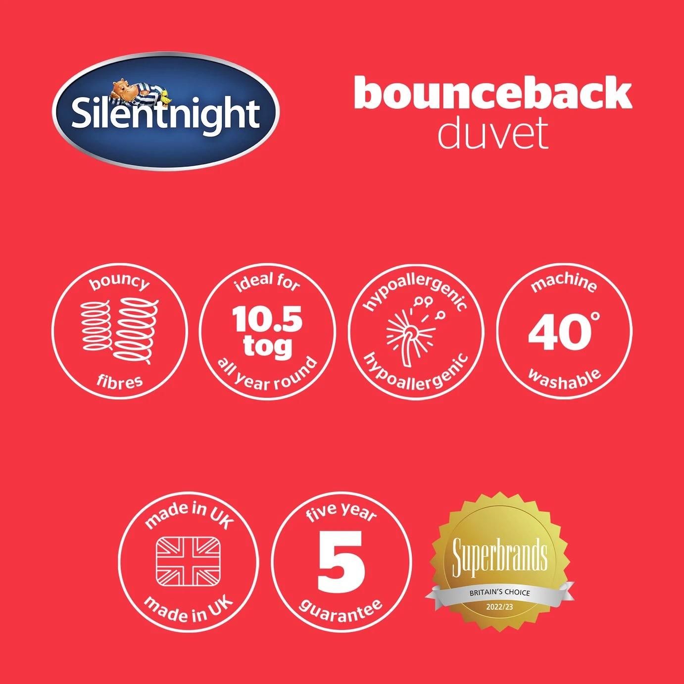 Silentnight Bounceback 10.5 Tog Duvet - Single 10 Silentnight Bounceback 10.5 Tog Duvet - Single - Image 8