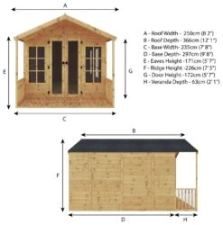Mercia Wooden 12 X 8ft Premium Wessex Summerhouse 23 Mercia Wooden 12 X 8ft Premium Wessex Summerhouse -Bedding Promotion Store 8795324 R Z011A