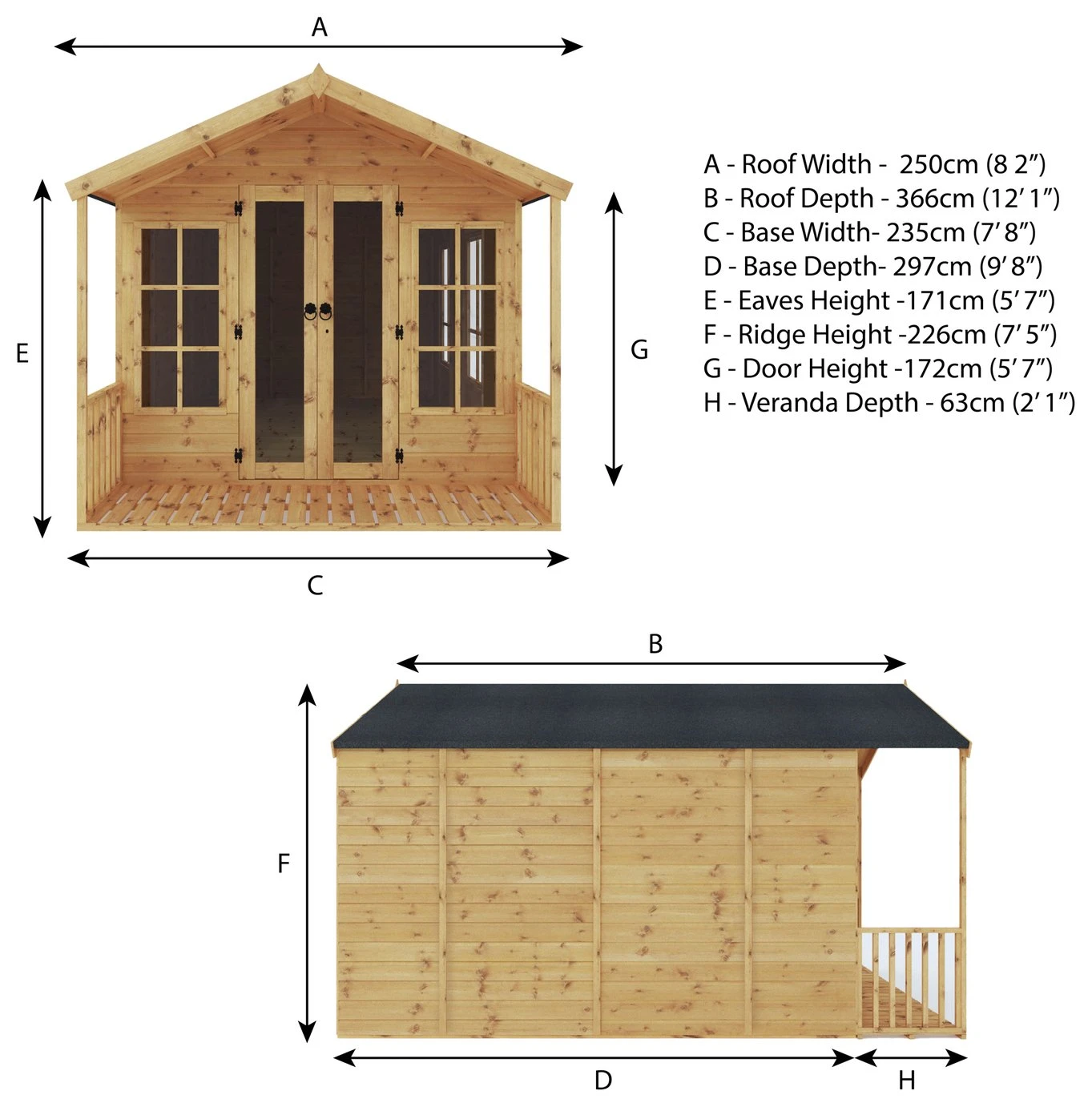 Mercia Wooden 12 X 8ft Premium Wessex Summerhouse 12 Mercia Wooden 12 X 8ft Premium Wessex Summerhouse - Image 10