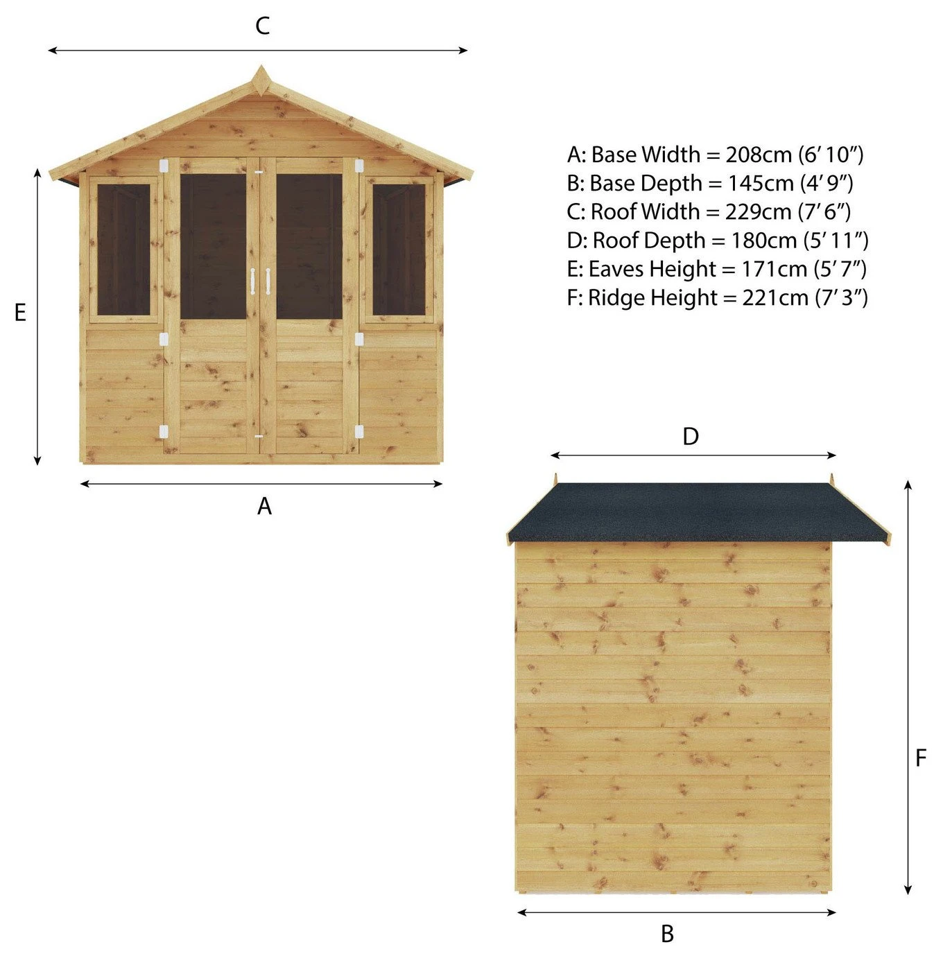 Mercia Wooden Traditional Summerhouse - 7 X 5ft 8 Mercia Wooden Traditional Summerhouse - 7 X 5ft - Image 6