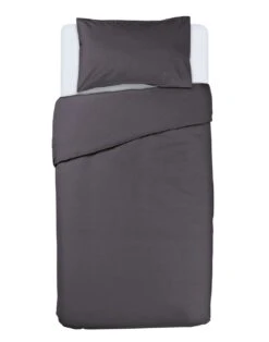New Release 17 Habitat Cotton Rich Plain Charcoal Bedding Set - Single