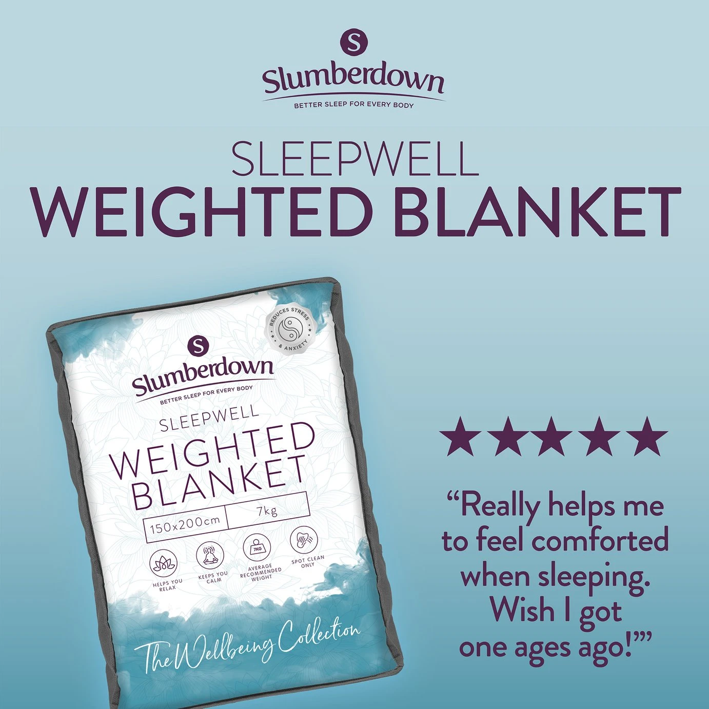 Slumberdown Wellbeing Weighted Adults Blanket - 7kg 4 Slumberdown Wellbeing Weighted Adults Blanket - 7kg - Image 2