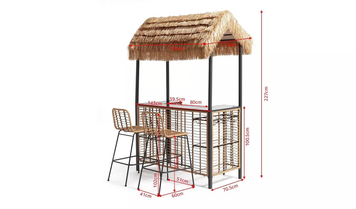Habitat Beach Bar Gazebo With Stools - Natural 5 Habitat Beach Bar Gazebo With Stools - Natural - Image 3