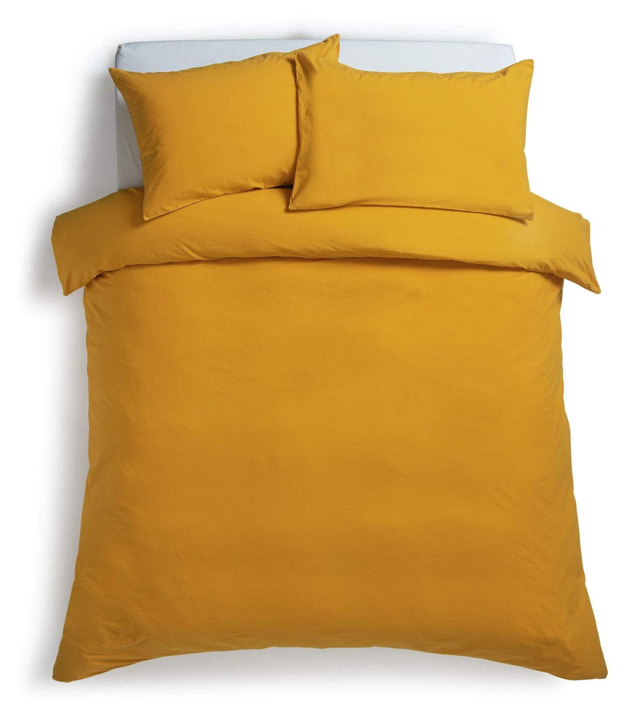 Habitat Stonewashed Cotton Plain Mustard Bedding Set -Double 3 Habitat Stonewashed Cotton Plain Mustard Bedding Set -Double