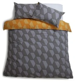Habitat Industrial Geo Grey Reversible Bedding Set - Single -Bedding Promotion Store 9281318 R Z002A