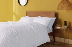 Habitat Cotton Tufted Leaf White Bedding Set - Double -Bedding Promotion Store 9328587 R Z005A