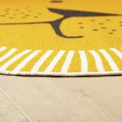 Habitat Kids Lion Face Circle Rug - Yellow - 100x100cm -Bedding Promotion Store 9338065 R Z002C