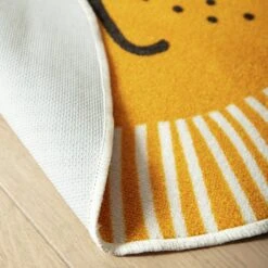 Habitat Kids Lion Face Circle Rug - Yellow - 100x100cm -Bedding Promotion Store 9338065 R Z003C