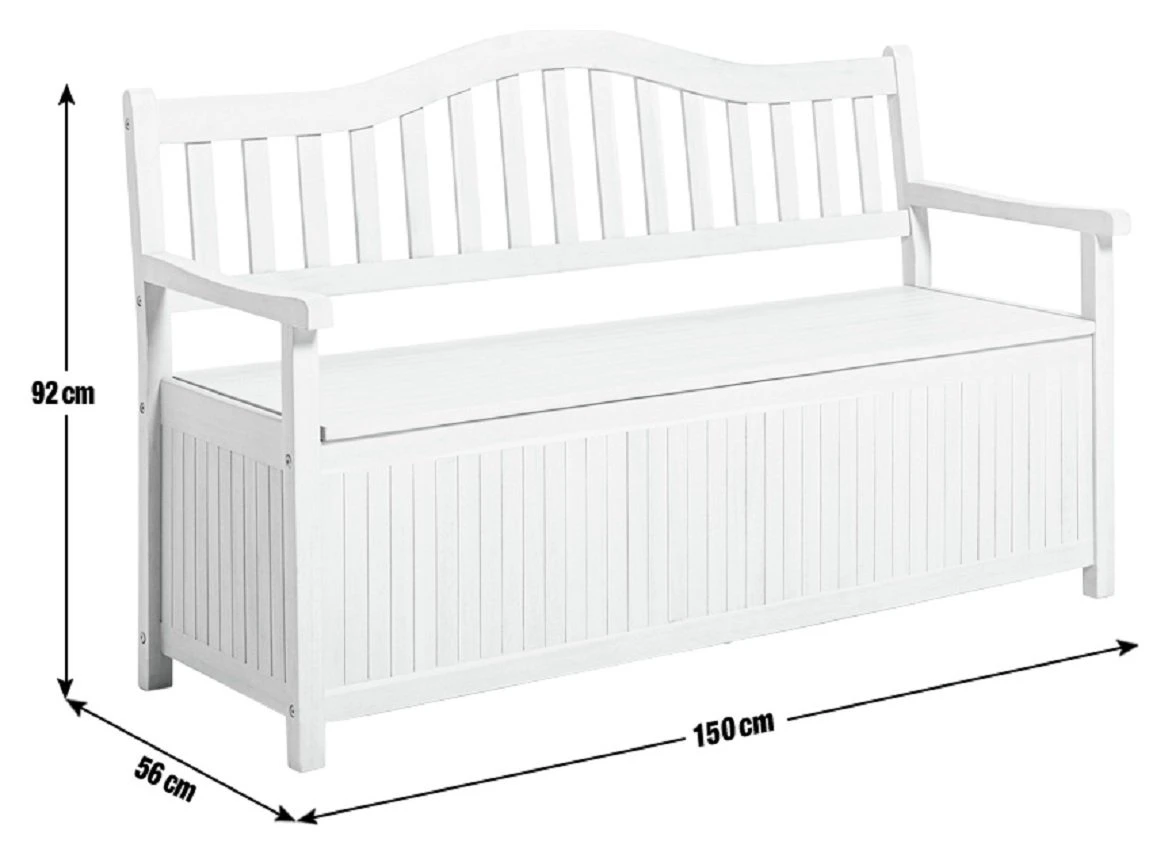 Habitat Henrietta 3 Seater Wooden Bench With Storage - White 5 Habitat Henrietta 3 Seater Wooden Bench With Storage - White - Image 3