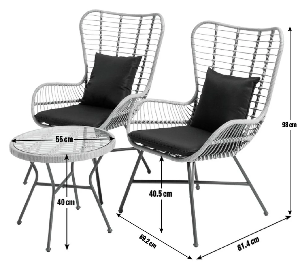 Habitat 2 Seater Bamboo Garden Bistro Set - Natural 4 Habitat 2 Seater Bamboo Garden Bistro Set - Natural - Image 3