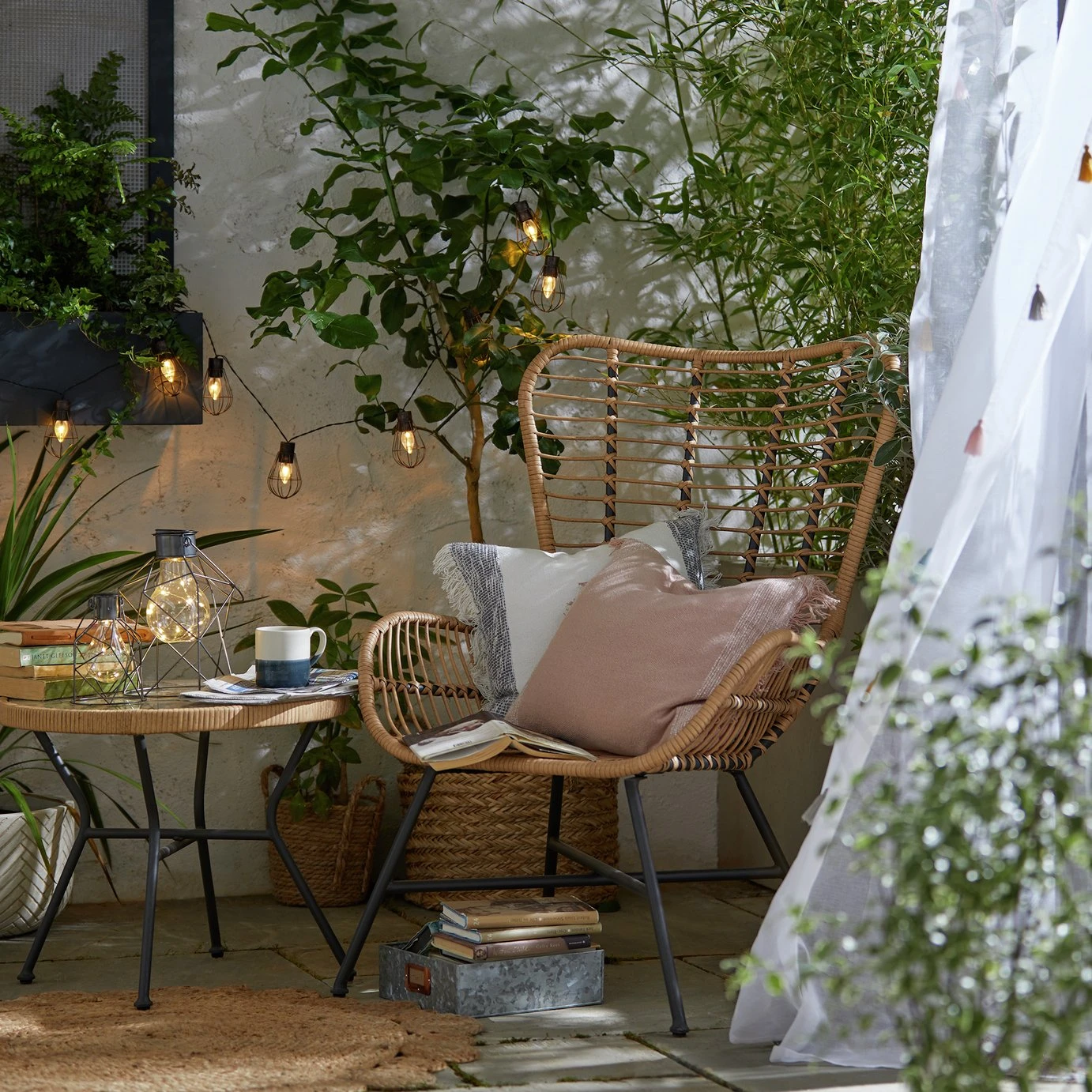 Habitat 2 Seater Bamboo Garden Bistro Set - Natural 2 Habitat 2 Seater Bamboo Garden Bistro Set - Natural