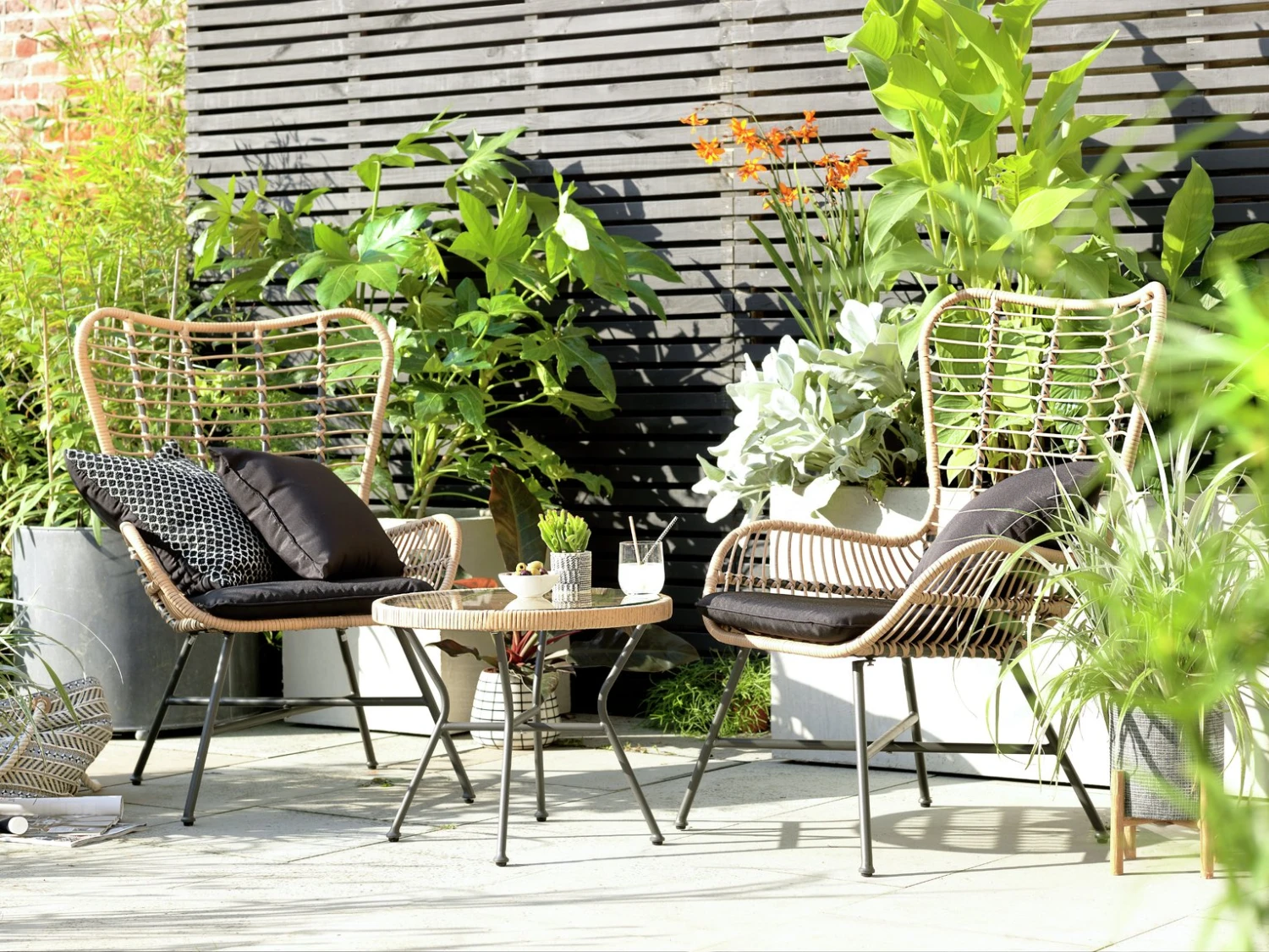 Habitat 2 Seater Bamboo Garden Bistro Set - Natural 3 Habitat 2 Seater Bamboo Garden Bistro Set - Natural - Image 2