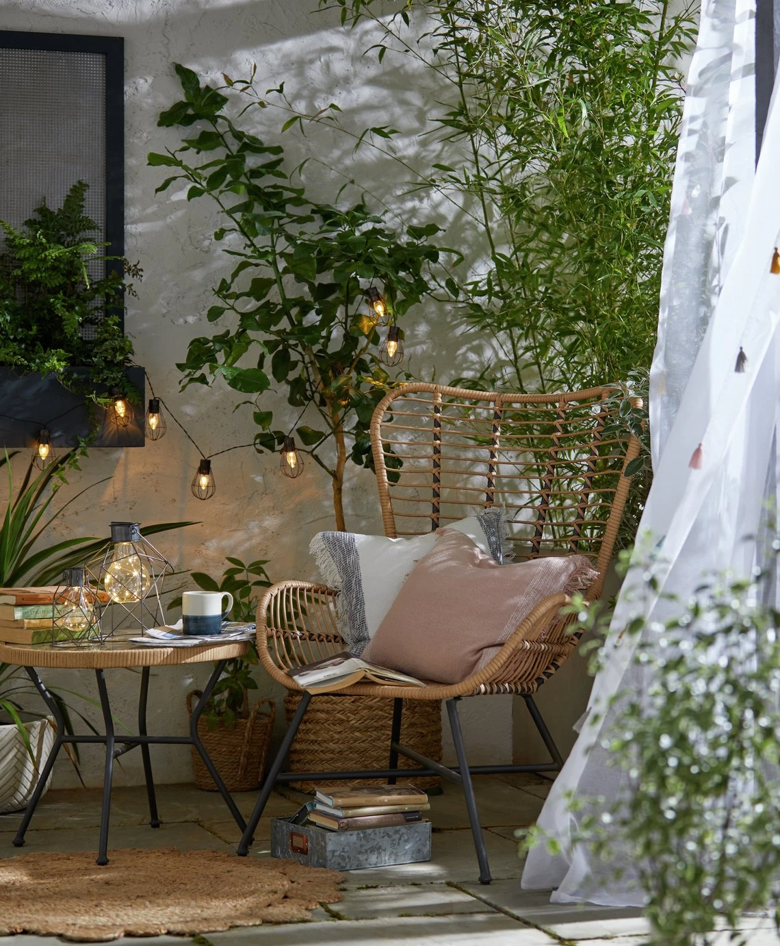 Habitat 2 Seater Bamboo Garden Bistro Set - Natural 12 Habitat 2 Seater Bamboo Garden Bistro Set - Natural - Image 11