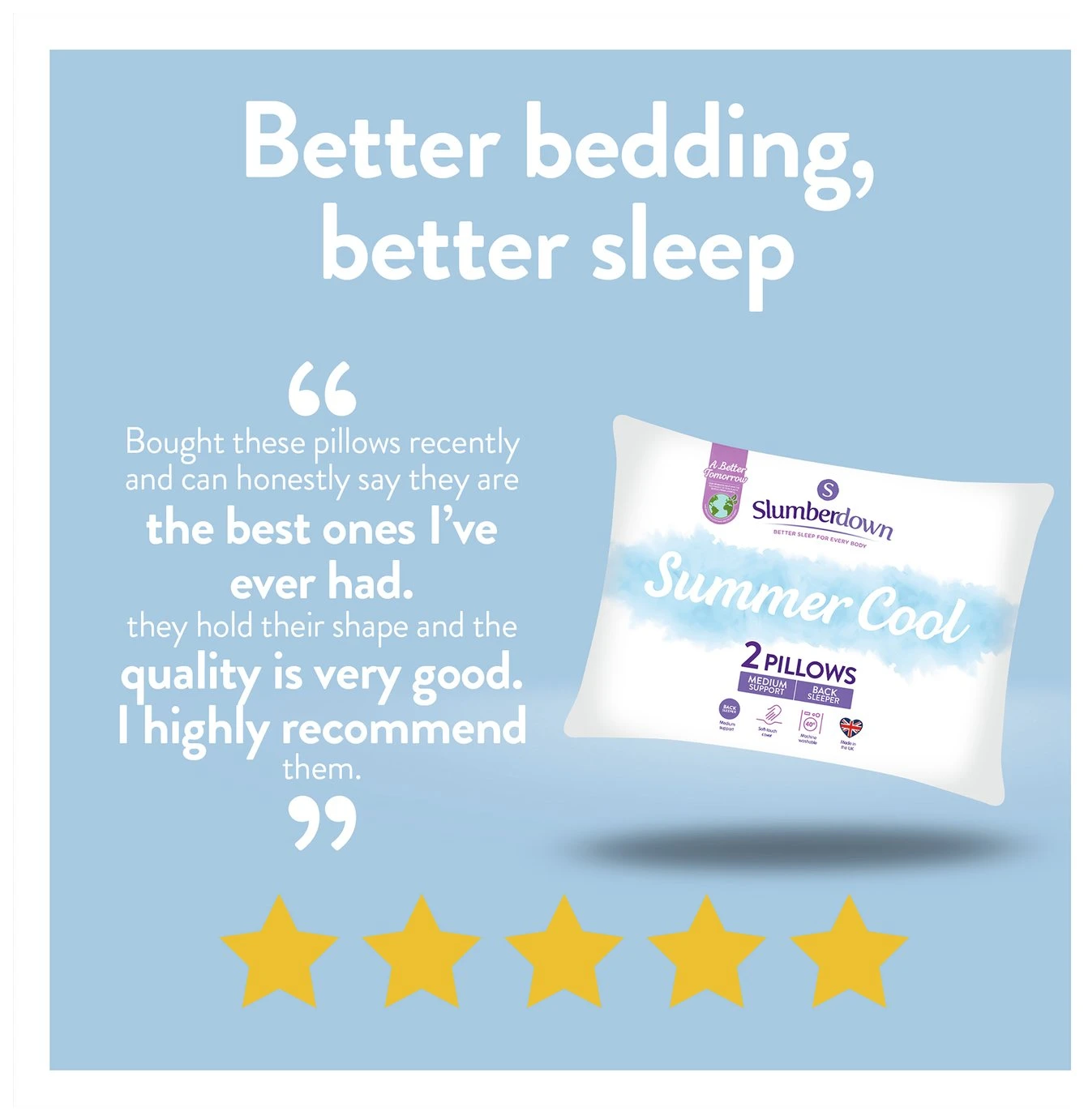 Slumberdown Summer Cool Medium Support Pillow - 2 Pack 4 Slumberdown Summer Cool Medium Support Pillow - 2 Pack - Image 3