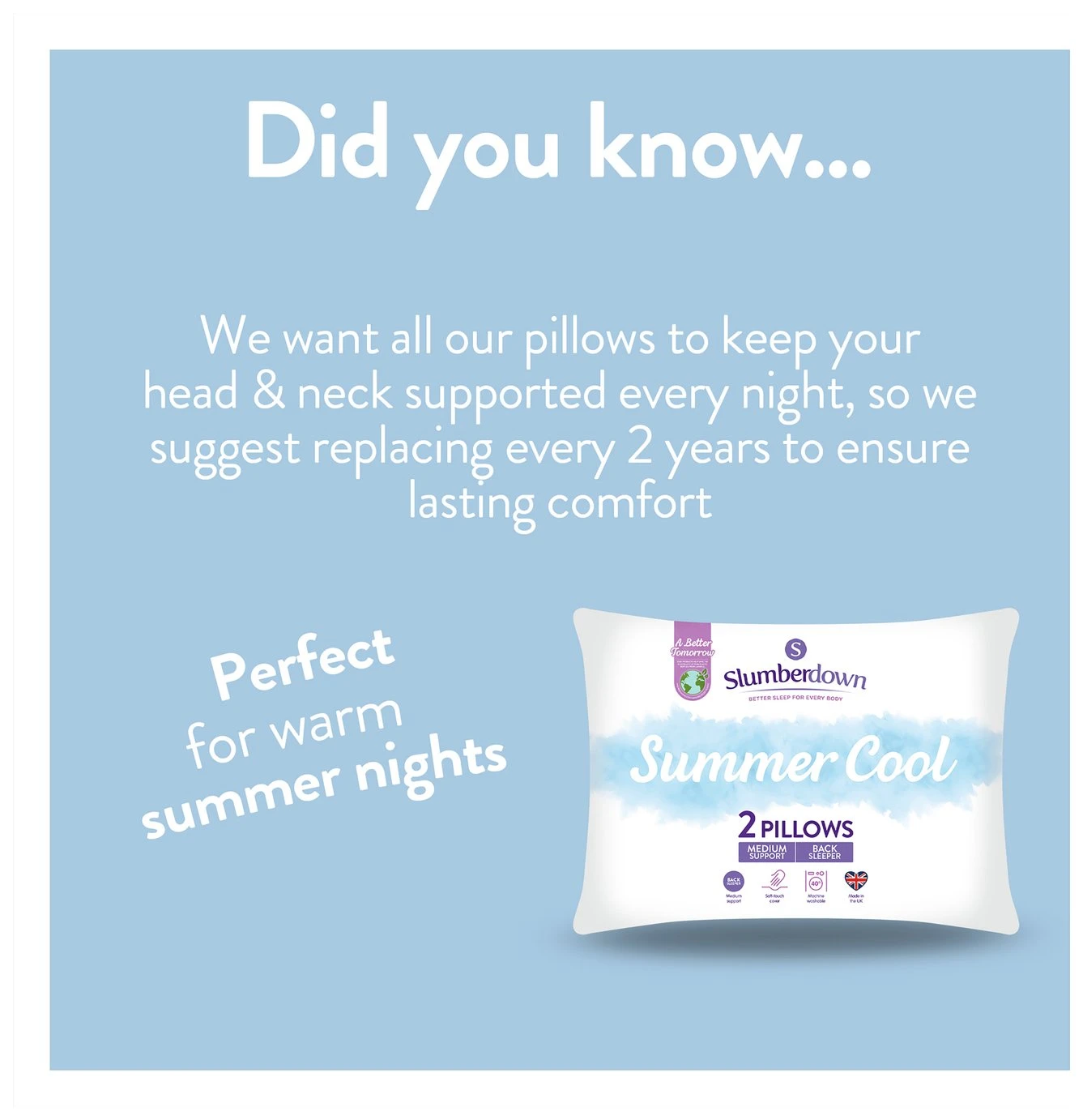 Slumberdown Summer Cool Medium Support Pillow - 2 Pack 5 Slumberdown Summer Cool Medium Support Pillow - 2 Pack - Image 4