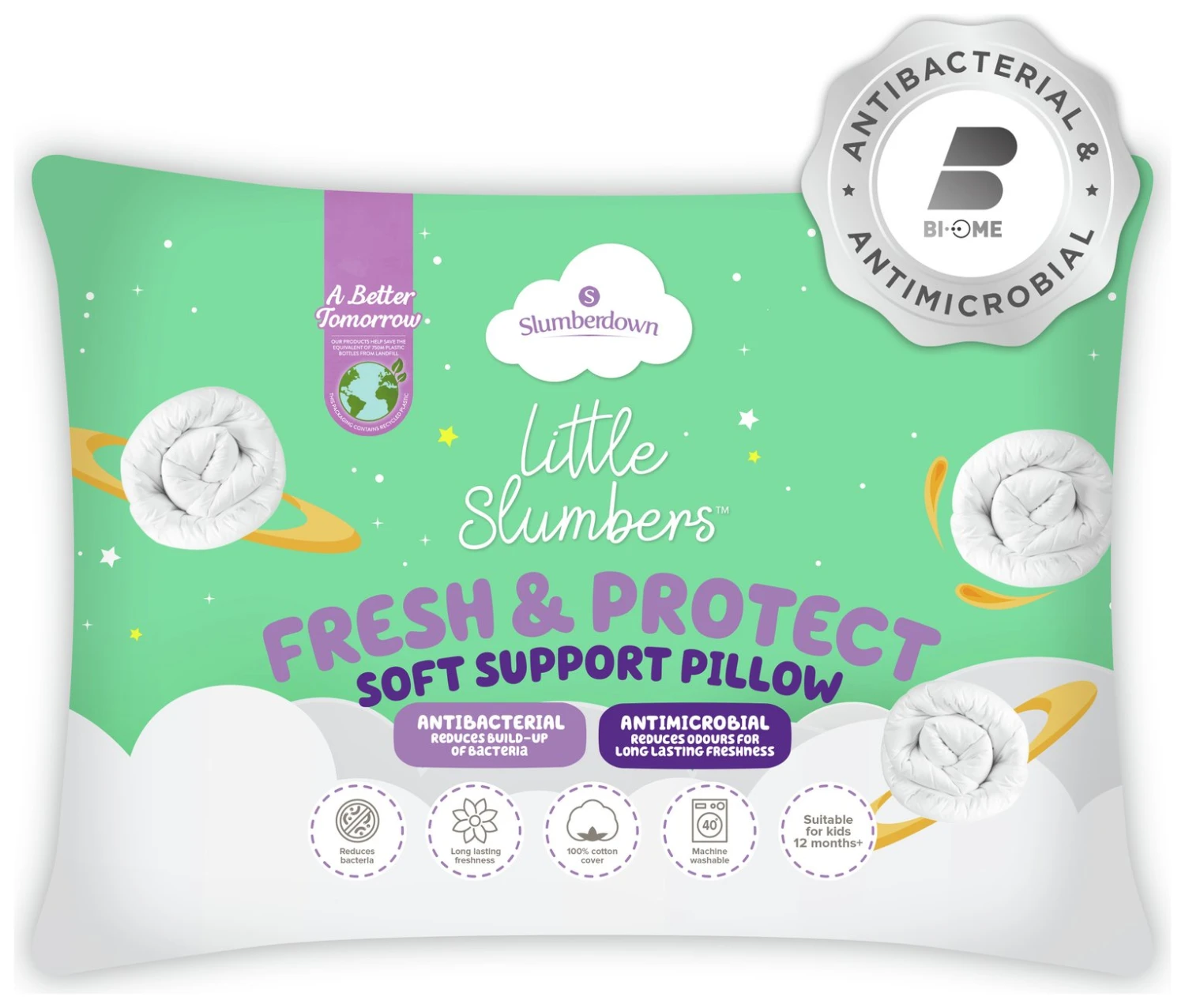 Slumberdown Anti Bacterial Soft Support Pillow - Toddler 4 Slumberdown Anti Bacterial Soft Support Pillow - Toddler - Image 2