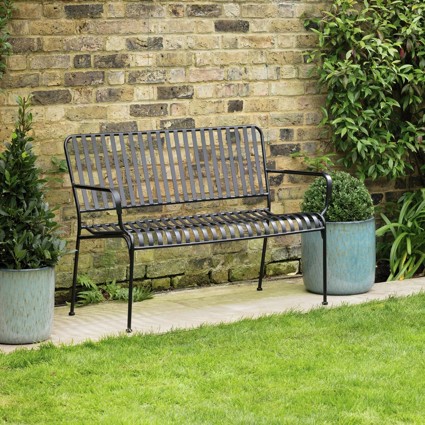 Habitat Indu 2 Seater Metal Bench - Black 4 Habitat Indu 2 Seater Metal Bench - Black - Image 2