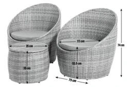 Habitat 2 Seater Wicker Garden Barrel Bistro Set - Grey -Bedding Promotion Store 9401088 R E001