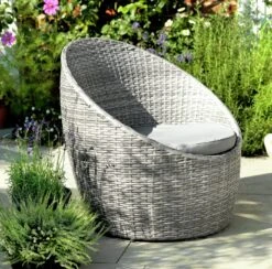 Habitat 2 Seater Wicker Garden Barrel Bistro Set - Grey -Bedding Promotion Store 9401088 R Z005C