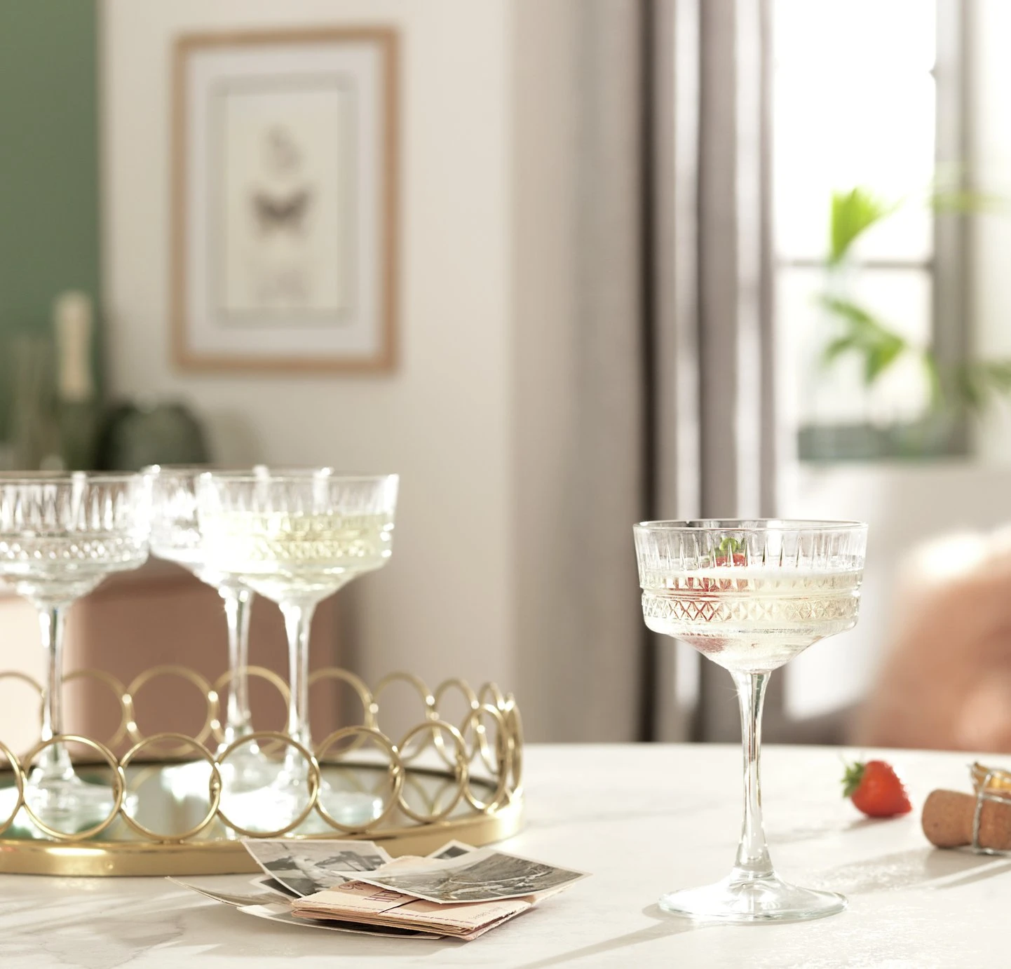 Habitat Pressed Set Of 4 Champagne Coupe Glasses 4 Habitat Pressed Set Of 4 Champagne Coupe Glasses - Image 2