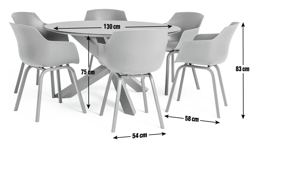 Habitat Aegaen 6 Seater Metal Patio Set - Grey 5 Habitat Aegaen 6 Seater Metal Patio Set - Grey - Image 3