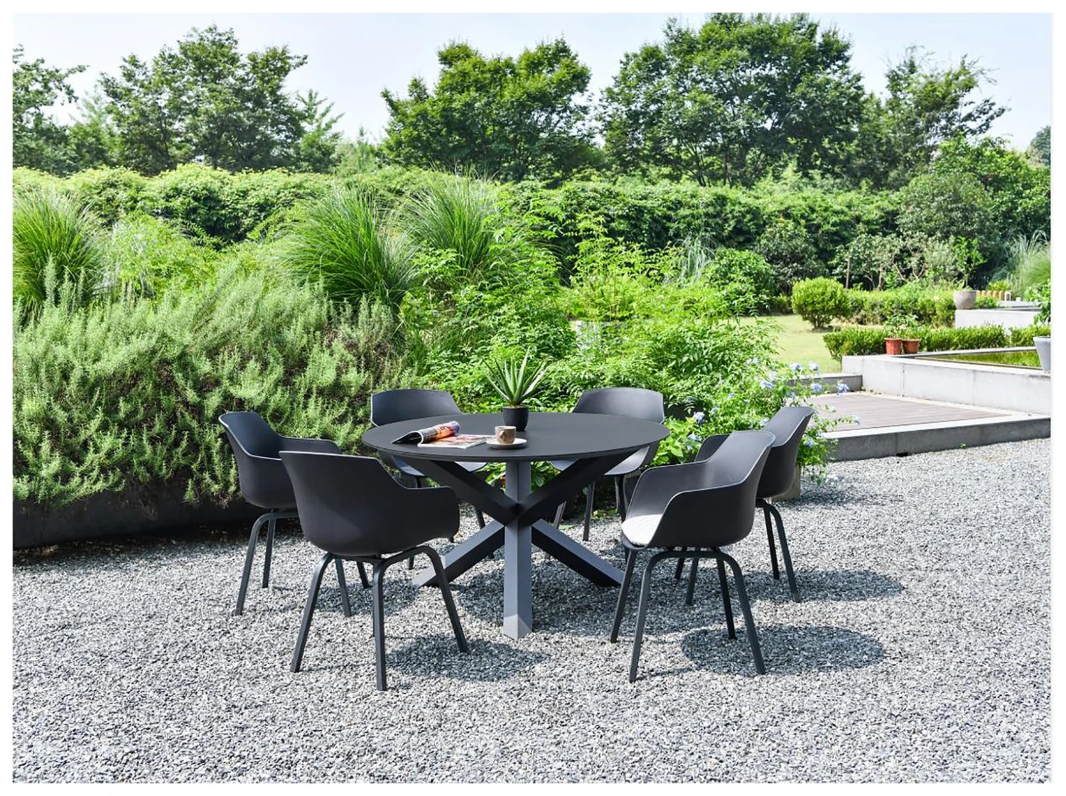 Habitat Aegaen 6 Seater Metal Patio Set - Grey 9 Habitat Aegaen 6 Seater Metal Patio Set - Grey - Image 7