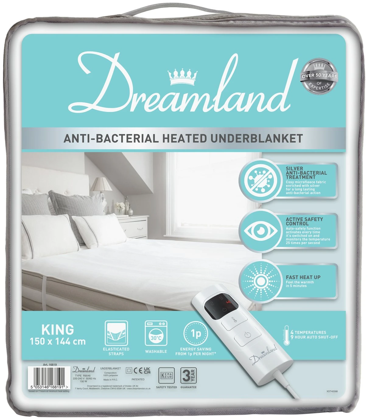 Dreamland Antibacterial Heated Underblanket - Kingsize 3 Dreamland Antibacterial Heated Underblanket - Kingsize