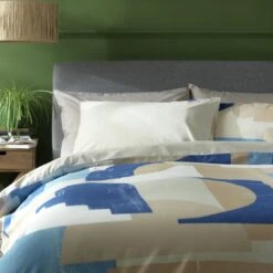 Habitat Geo Blue & Cream Bedding Set - Single -Bedding Promotion Store 9441897 R Z004A