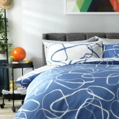 Habitat Linear Pebbles Blue & White Bedding Set - Single 15 Habitat Linear Pebbles Blue & White Bedding Set - Single -Bedding Promotion Store 9441938 R Z005A