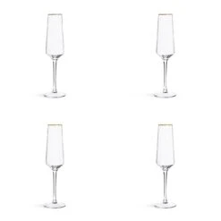 Habitat Gold Rim Set Of 4 Prosecco Flute - Clear