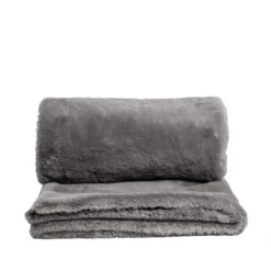 Habitat Faux Fur Plain Throw - Grey - 125x150cm -Bedding Promotion Store 9454365 R Z003A