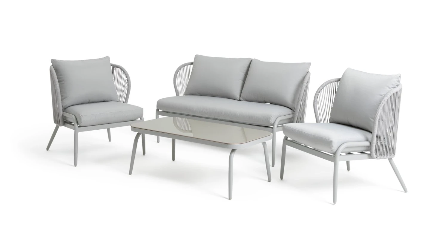 Habitat Riya 4 Seater Cane Effect Garden Sofa Set-Light Grey 3 Habitat Riya 4 Seater Cane Effect Garden Sofa Set-Light Grey