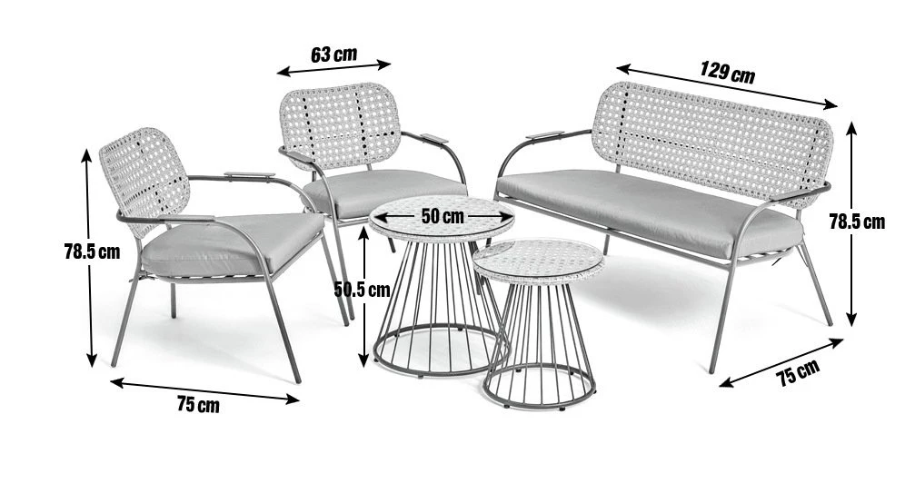 Habitat Noah 4 Seater Metal Garden Sofa Set - Black & Oak 5 Habitat Noah 4 Seater Metal Garden Sofa Set - Black & Oak - Image 3