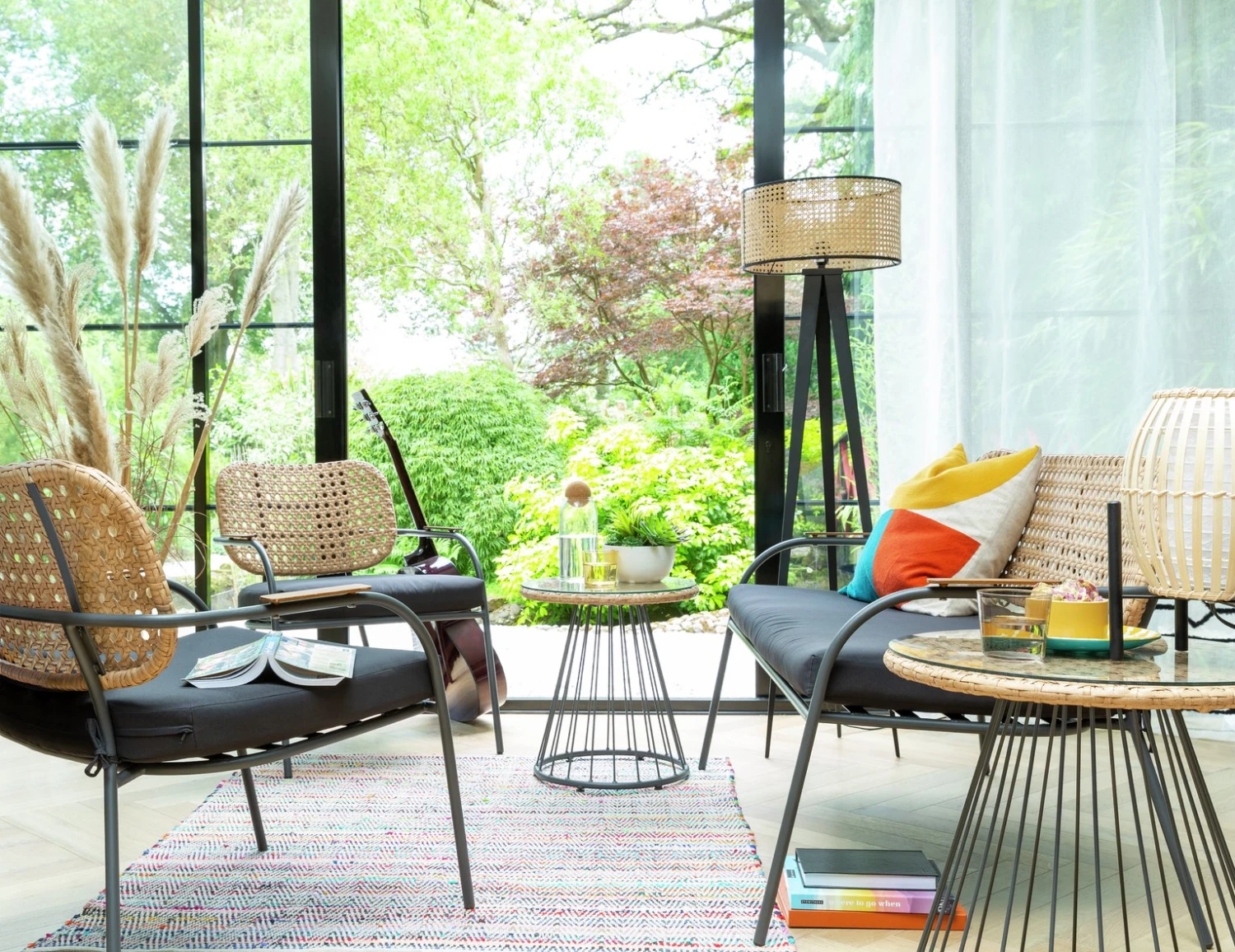 Habitat Noah 4 Seater Metal Garden Sofa Set - Black & Oak 14 Habitat Noah 4 Seater Metal Garden Sofa Set - Black & Oak - Image 12