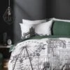 Habitat London Skyline Print Black &White Bedding Set-Single -Bedding Promotion Store 9511026 R Z001A