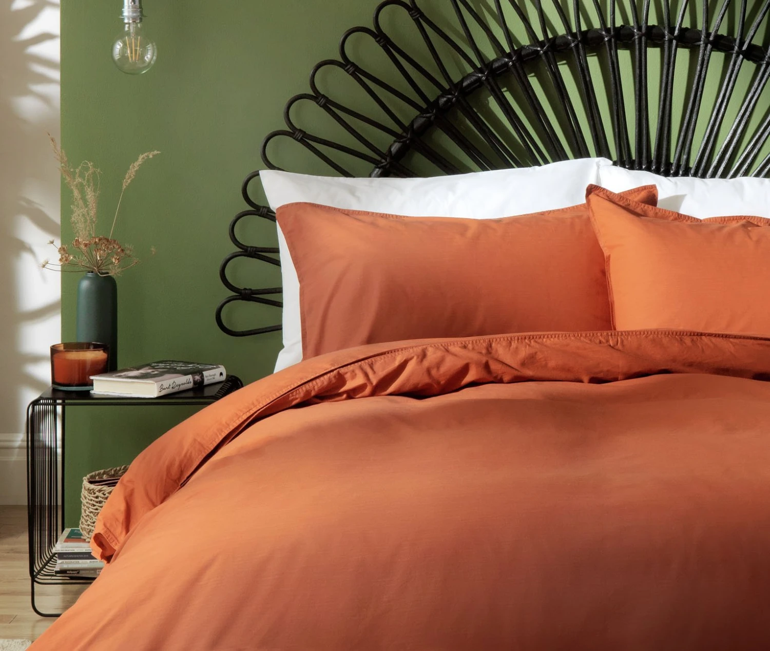 Habitat Cotton Linen Plain Rust Bedding Set - Double 7 Habitat Cotton Linen Plain Rust Bedding Set - Double - Image 5