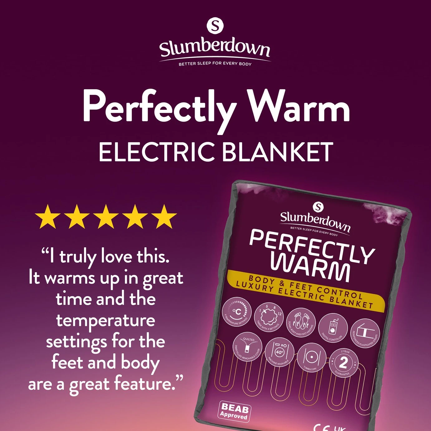 Slumberdown Perfectly Warm Luxury Electric Blanket-Double 5 Slumberdown Perfectly Warm Luxury Electric Blanket-Double - Image 3