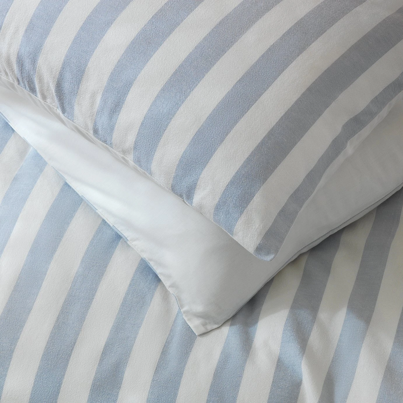 Habitat Stripe Sky Blue & White Bedding Set - Double 6 Habitat Stripe Sky Blue & White Bedding Set - Double - Image 4