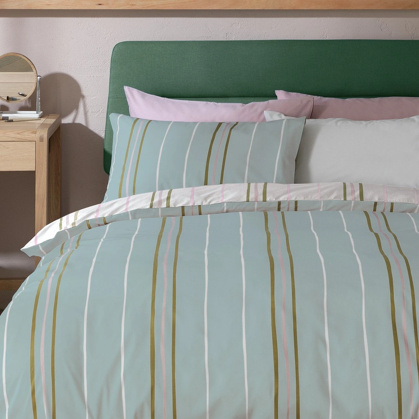 Habitat 180TC Sage Stripe Green Bedding Set - Single 3 Habitat 180TC Sage Stripe Green Bedding Set - Single