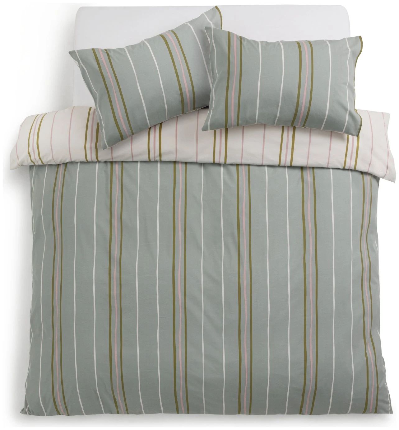 Habitat 180TC Sage Stripe Green Bedding Set - Single 7 Habitat 180TC Sage Stripe Green Bedding Set - Single - Image 5