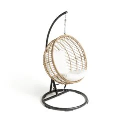 Habitat Dove Rattan Effect Hanging Egg Chair - Natural