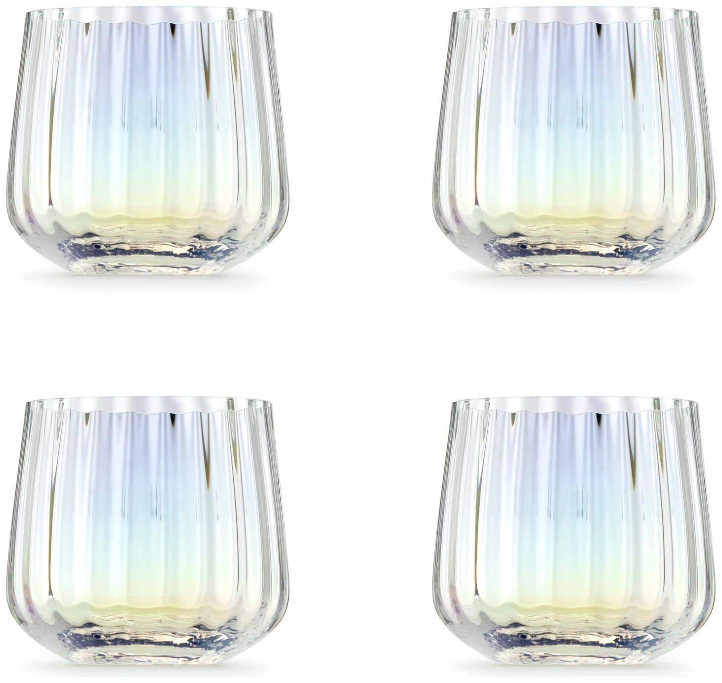 Habitat Iridescent Lustre Set Of 4 Fluted Tumblers 3 Habitat Iridescent Lustre Set Of 4 Fluted Tumblers